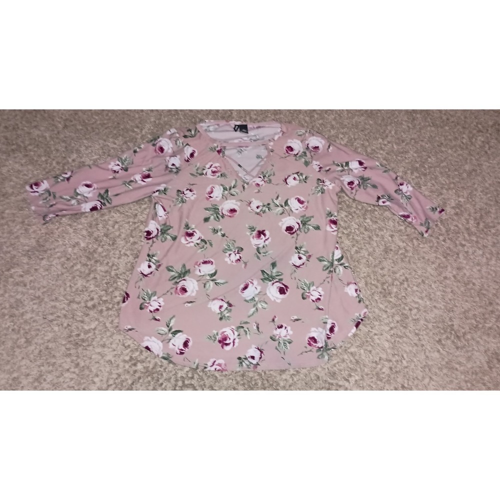 Women's Kristen Nicole Blouse Top Size 2x Color Pink Floral‎ Garden Summer...